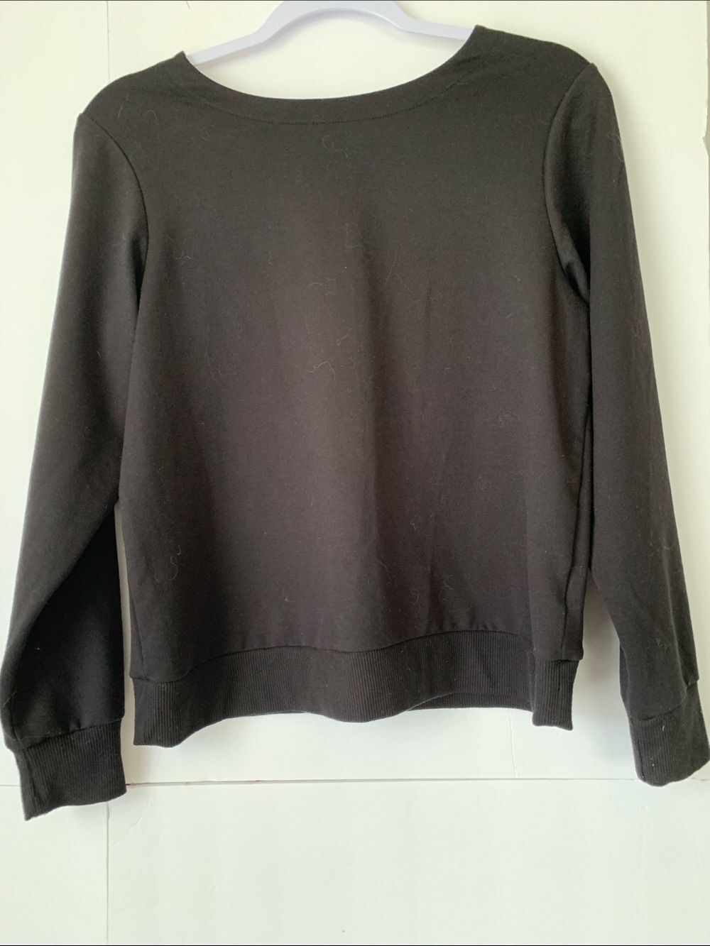Avia Black Womens Crewneck Twist Back Long Sleeve Sweatshirt Size S